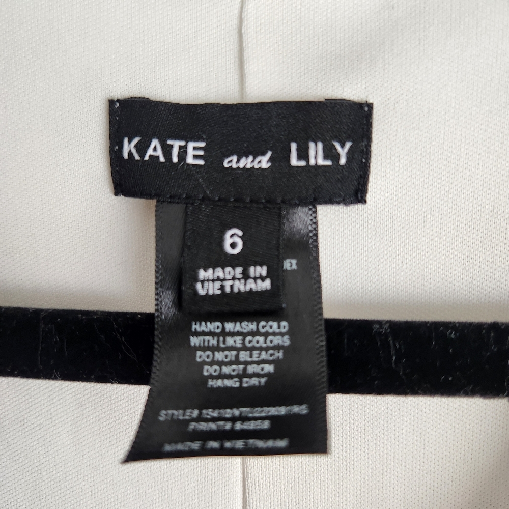 KATE AND LILY Cream Tan Polka Dot V Neck Smocked Waist Knee Length Sundress 6 - Picture 6 of 7